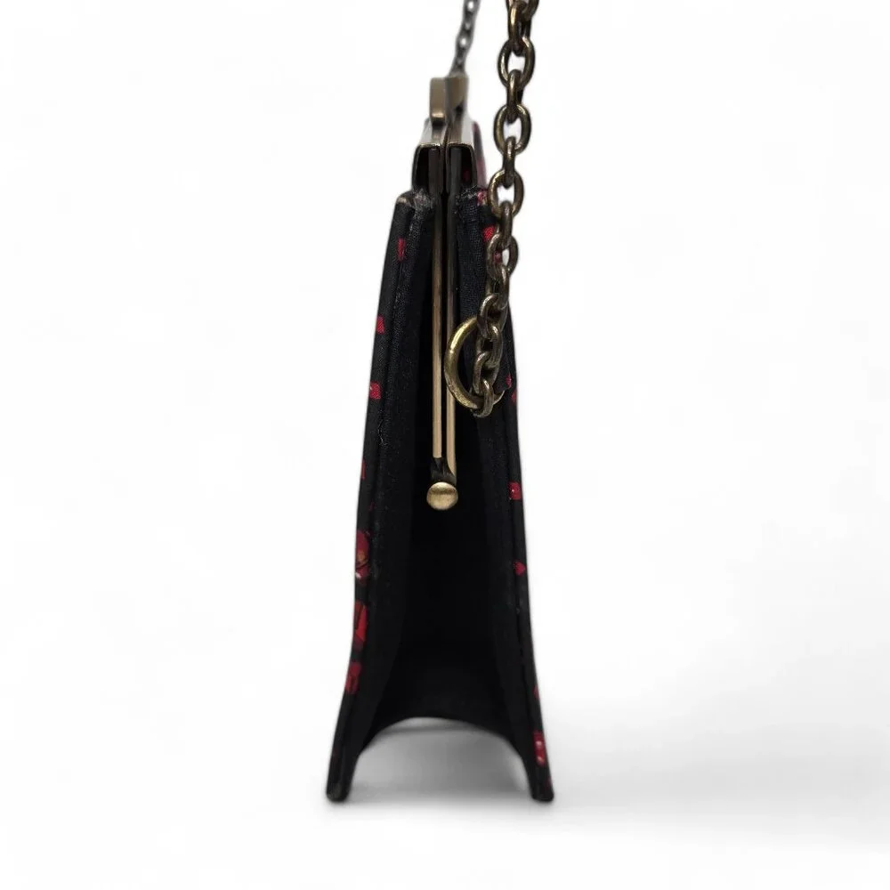 Nicole Miller Silk Mini Chain Strap Purse Women's Dice Graphic Twist Clasp